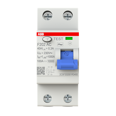 Int. Diferencial F202 AC-40/0,3, Tipo AC 2P 40A 300mA 2CSF202001R3400 — ABB — ABB