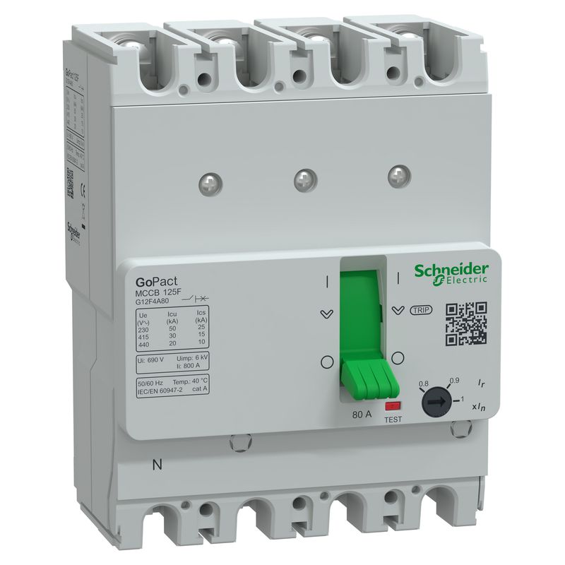 Interruptor caja moldeada 4x80A 30kA — Regulable G12F4A80 Schneider — Schneider Electric