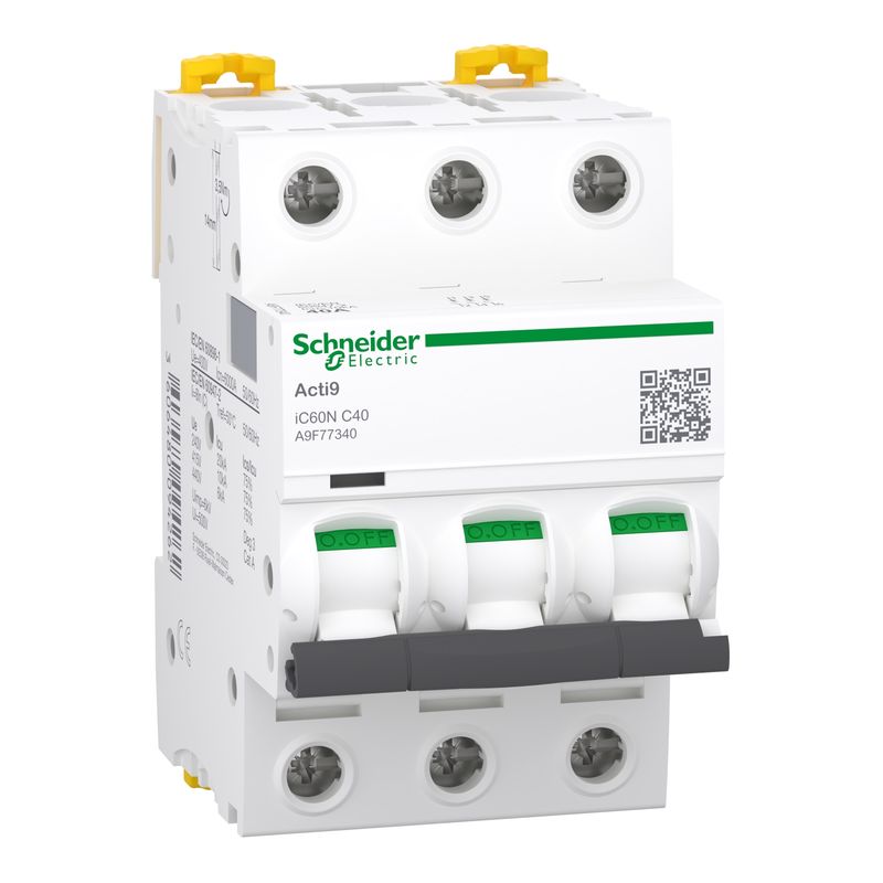 Interruptor automático 3x40A 10kA curva C IC60N A9F77340 Schneider — Schneider Electric