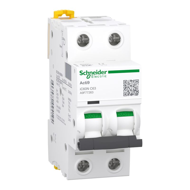 Interruptor automático 2x63A 10kA curva C IC60N A9F77263 Schneider — Schneider Electric