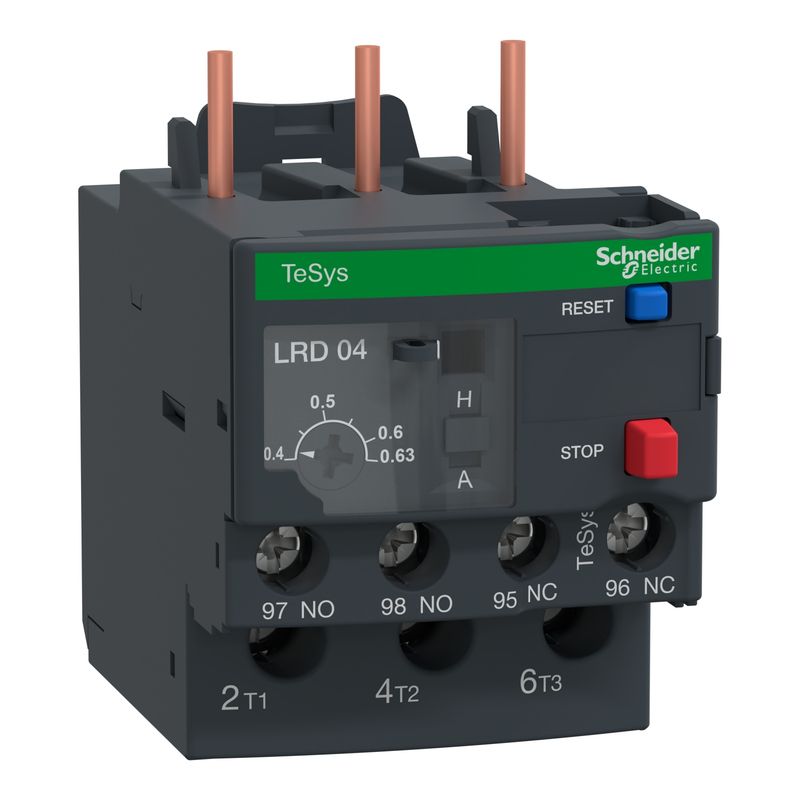 Relé TERMICO PARA CONTACTOR TESYS LRD, 0.4-0.63 A, CLASE 10A LRD04 Schneider Electric — Schneider Electric