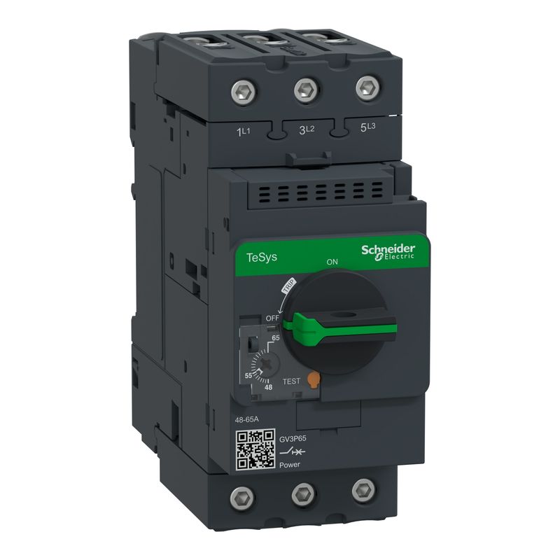 Guardamotor Magnetotermico Tesys Gv, 3 Polos, 48,65 a, Mando por Selector Rotatorio GV3P65 — Schneider Electric — Schneider Electric