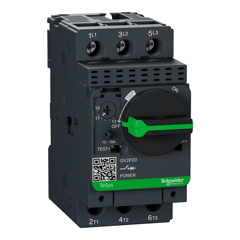 Guardamotor magnetotérmico mando por selector rotatorio 3 polos - 13-18A GV2P20 — Schneider Electric — Schneider Electric