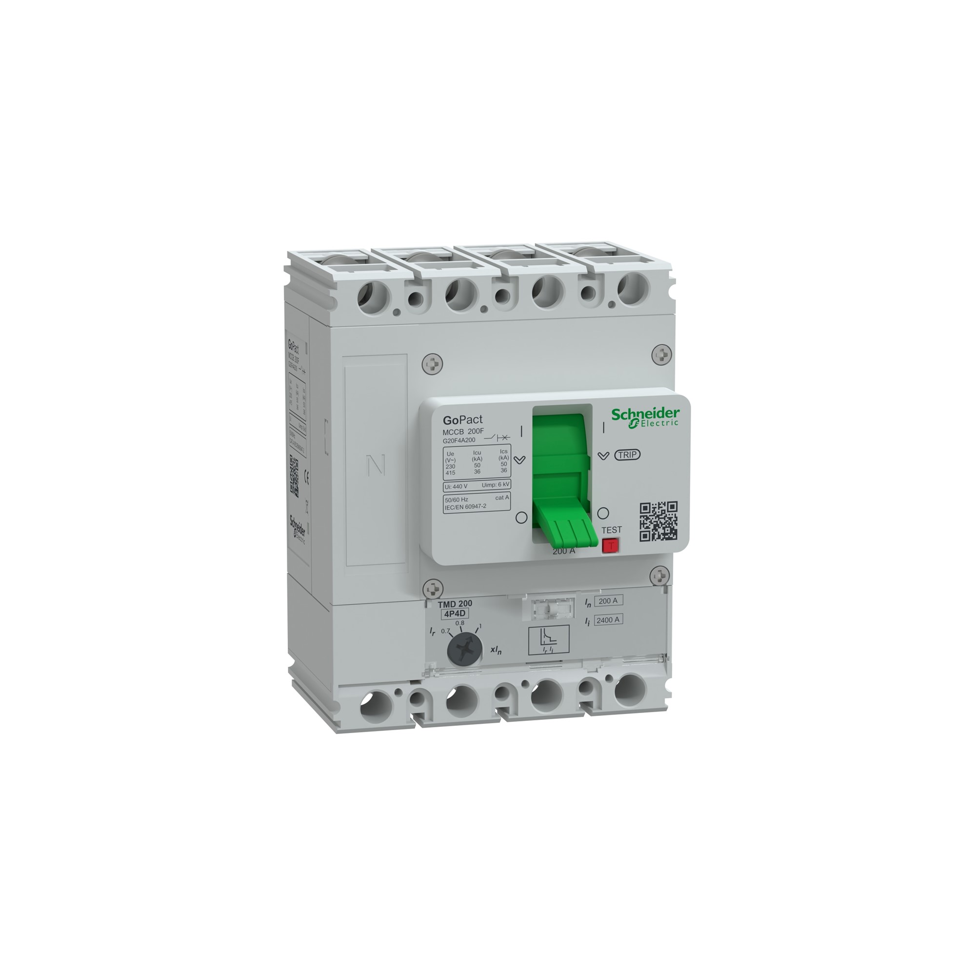 Interruptor caja moldeada 4x200A 36kA — Regulable G20F4A200 Schneider — Schneider