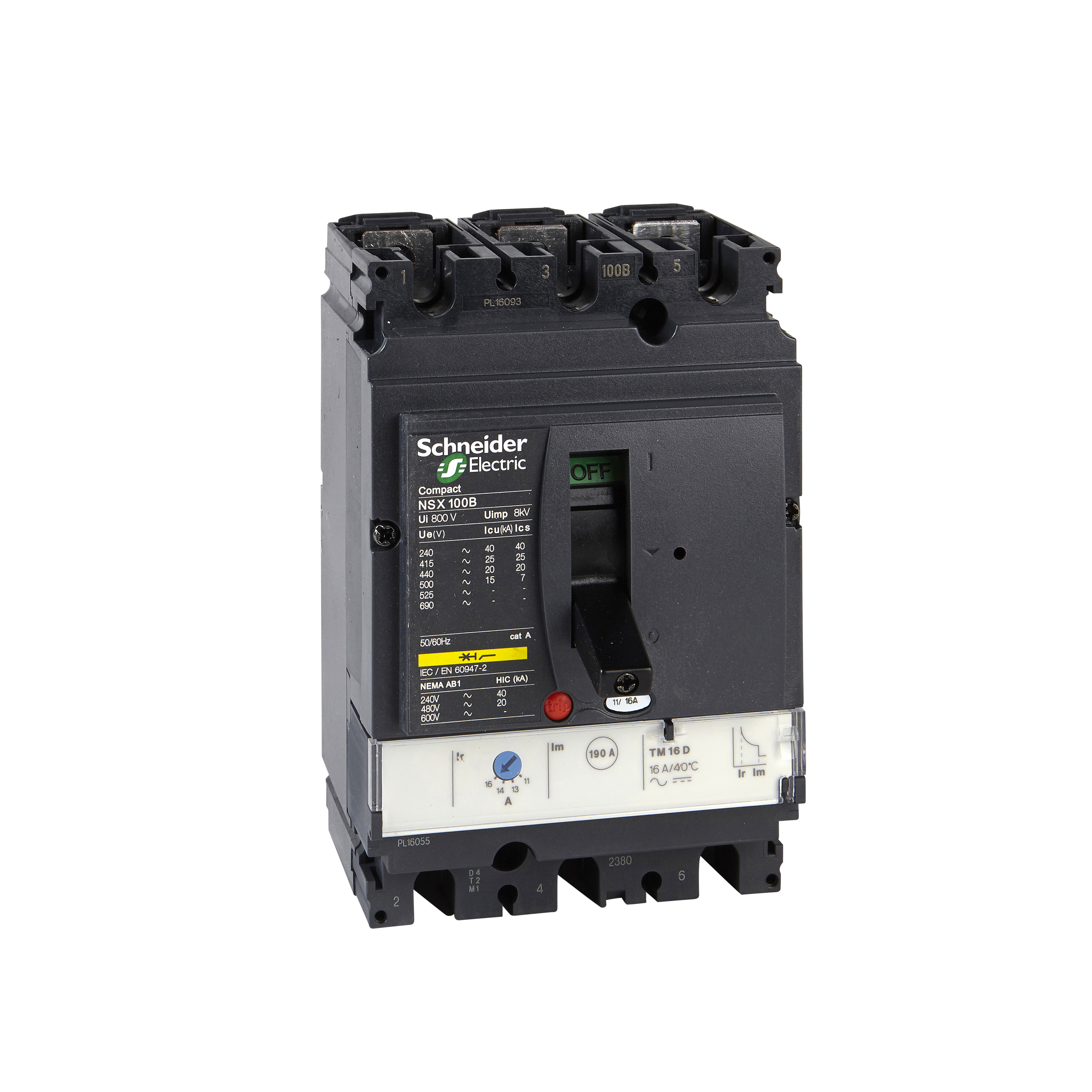 Interruptor caja moldeada 3x100A 25kA COMPACT NSX — Regulable 42955059 Schneider — Schneider