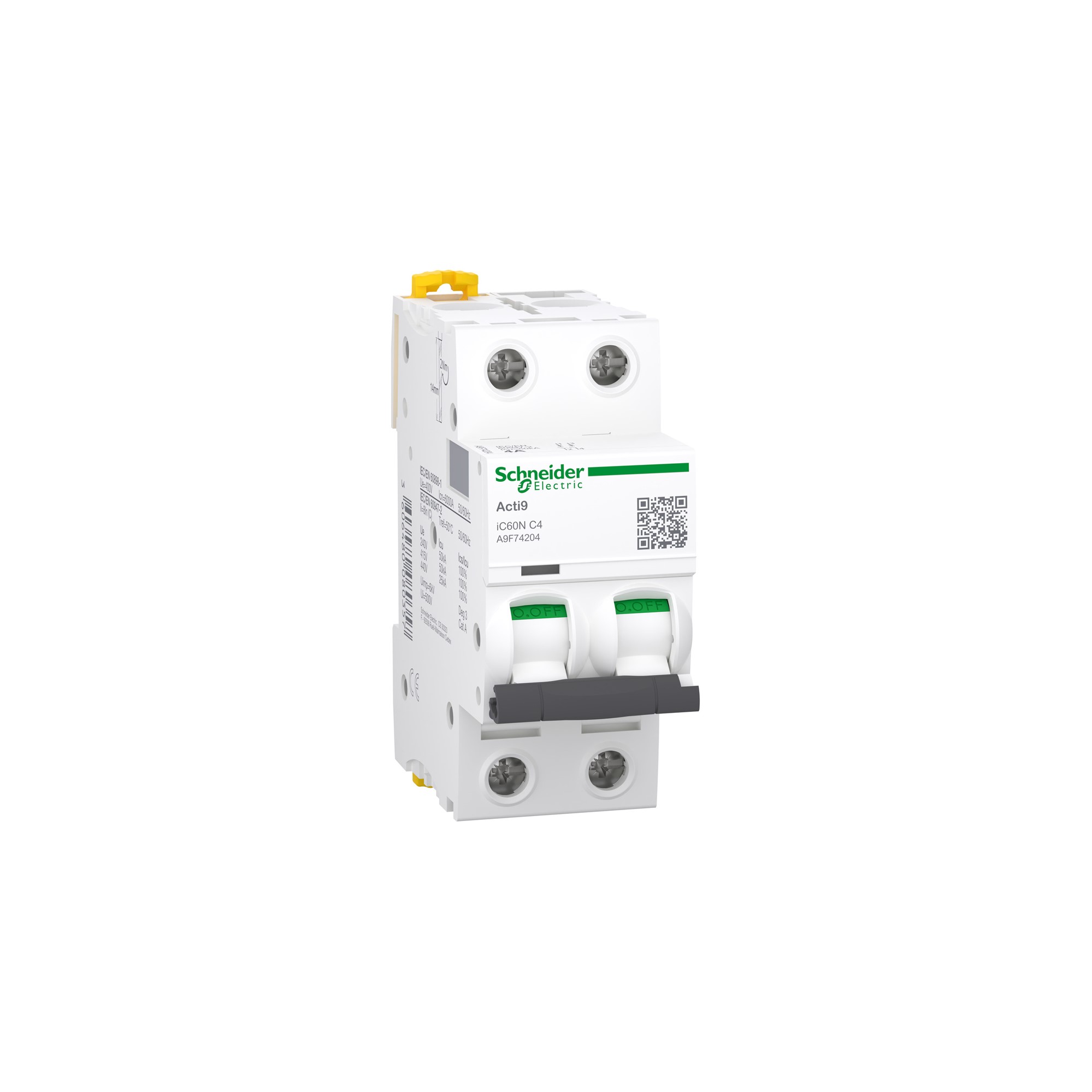 Interruptor automático 2x4A 10kA curva C IC60N A9F74204 Schneider — Schneider