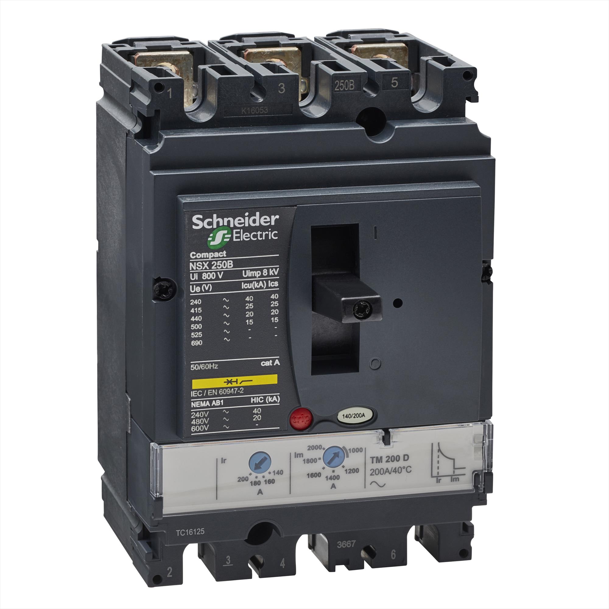 Interruptor caja moldeada 3x200A 25kA COMPACT NSX — Regulable 43111159 Schneider — Schneider