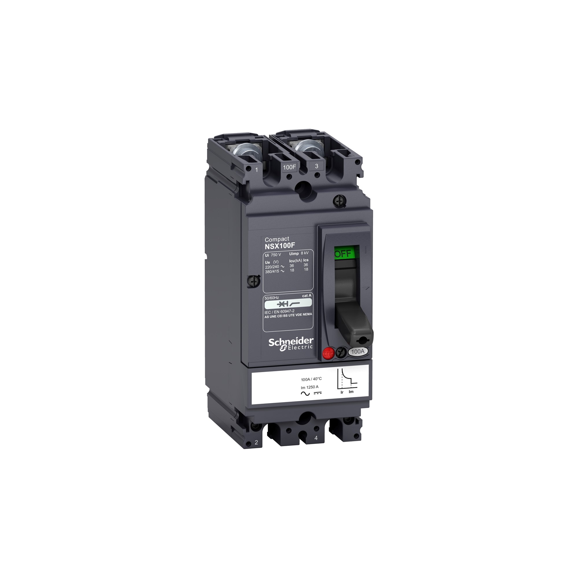 Interruptor caja moldeada 2x63A 36kA COMPACT NSX — Regulable 43859859 Schneider — Schneider