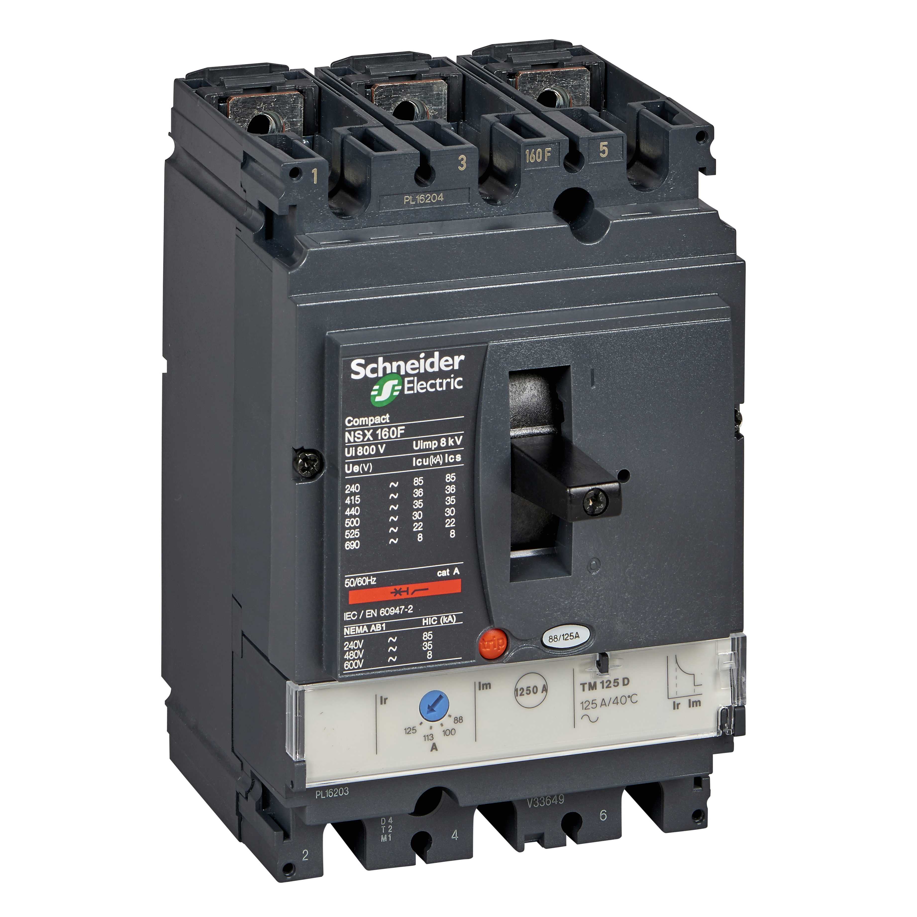 Interruptor caja moldeada 3x125A 25kA COMPACT NSX — Regulable 43031159 Schneider — Schneider