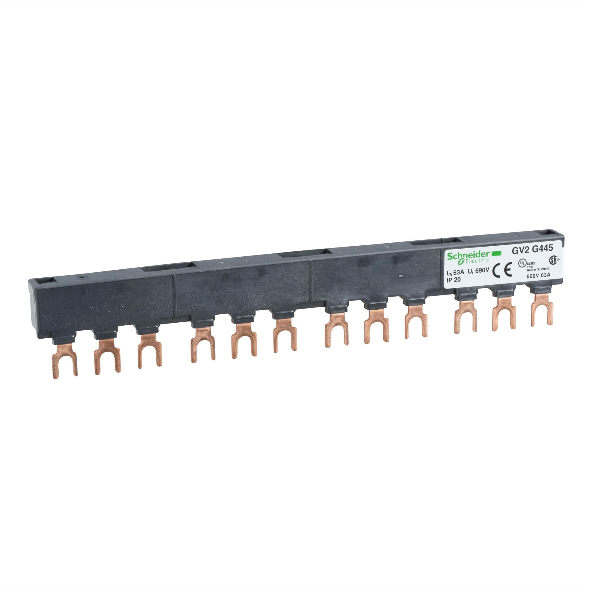 Juego de Barras Tripolares 63A - 4 Derivaciones - 45mm GV2G445 — Schneider Electric — Schneider Electric