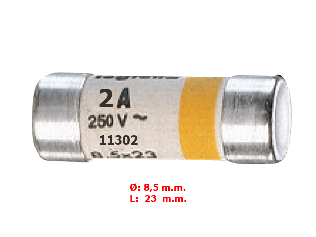 Fusible Baja Intensidad Cilindrico Residencial 8.5x23 2A. 11302 — Legrand — Legrand