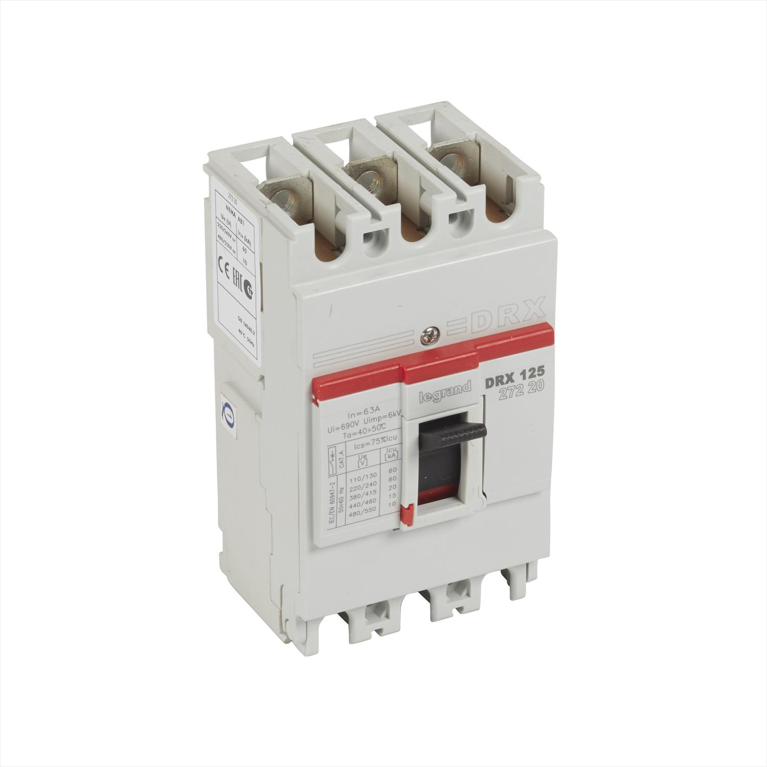 Interruptor caja moldeada 63A 415V 20kA DRX — Fijo (sin regulación) 27220 Legrand — Legrand