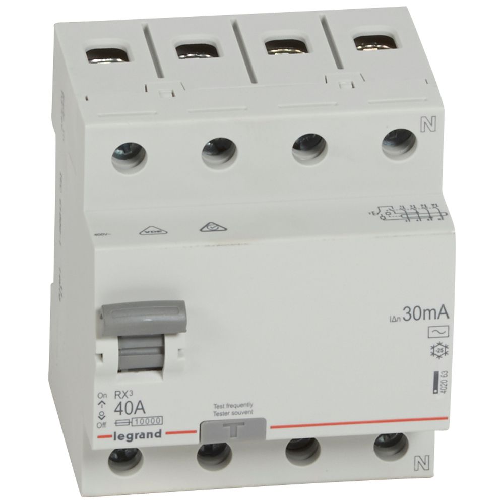 Interruptor DIFERENCIAL 4PR 40A AC 30MA RX3 402063 Legrand — Legrand