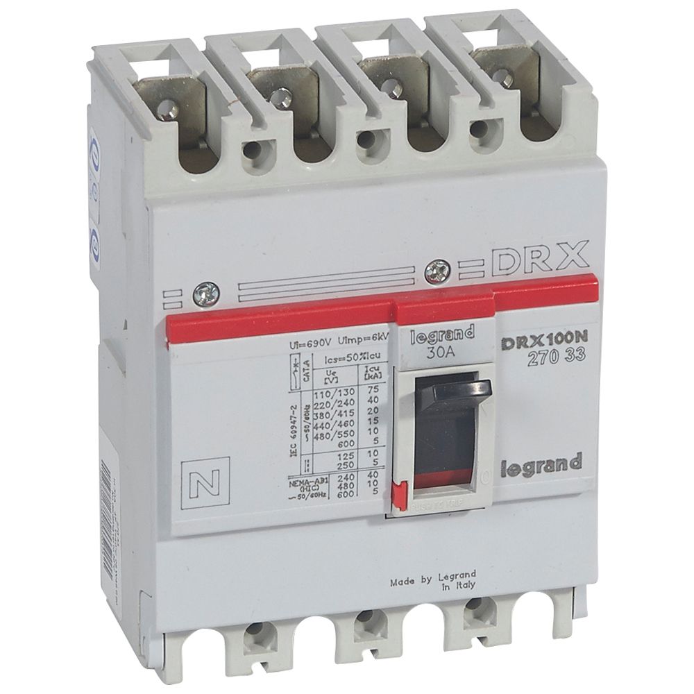 Interruptor caja moldeada 4x30A 20kA DRX 27033 Legrand — Legrand