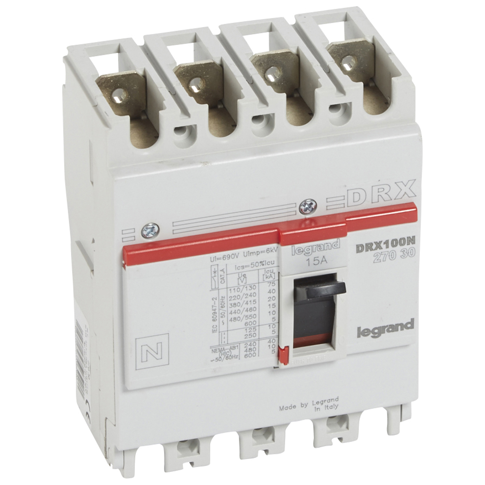 Interruptor caja moldeada 4x15A 20kA DRX 27030 Legrand — Legrand