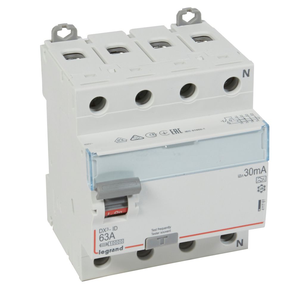 Interruptor Diferencial DX3-ID - 4P 400VAC Lado Derecho Neutro - 63 a - 30mA - Tipo a 411761 — Legrand — Legrand
