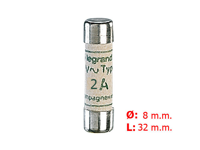 Fusible Cilindrico Industrial Tipo Am(lentos) 8x32 2A. 12002 — Legrand — Legrand