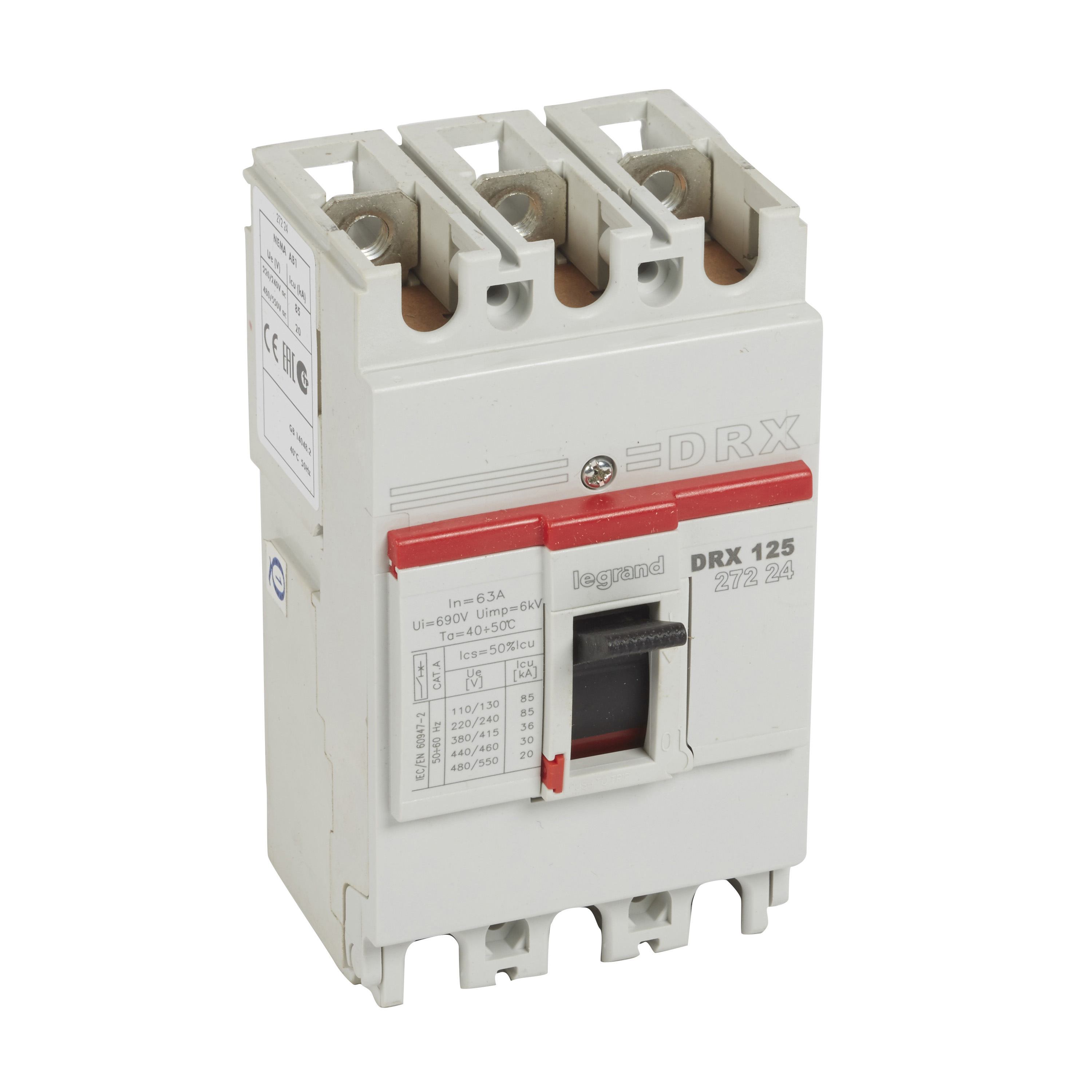 Interruptor caja moldeada 3x63A 415V 35kA DRX — Fijo (sin regulación) 27224 Legrand — Legrand