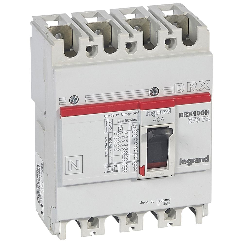 Interruptor caja moldeada 4x40A 36kA DRX 27074 Legrand — Legrand