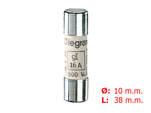 Fusible Industrial Cilindrico Tipo Gg(rapido) 10x38 16A. 13316 — Legrand — Legrand