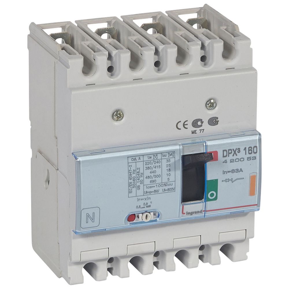 Interruptores Dpx 160 Mag. 4P 63A 25kA 420053 — Legrand — Legrand