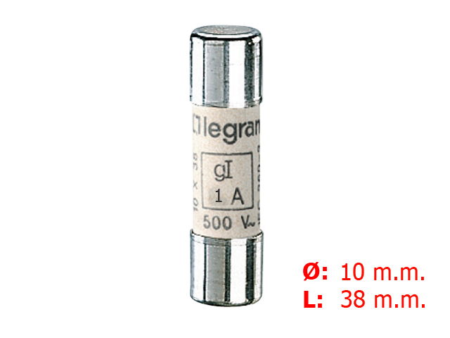 Fusible Industrial Cilindrico Tipo Gg(rapido) 10x38 1A. 13301 — Legrand — Legrand