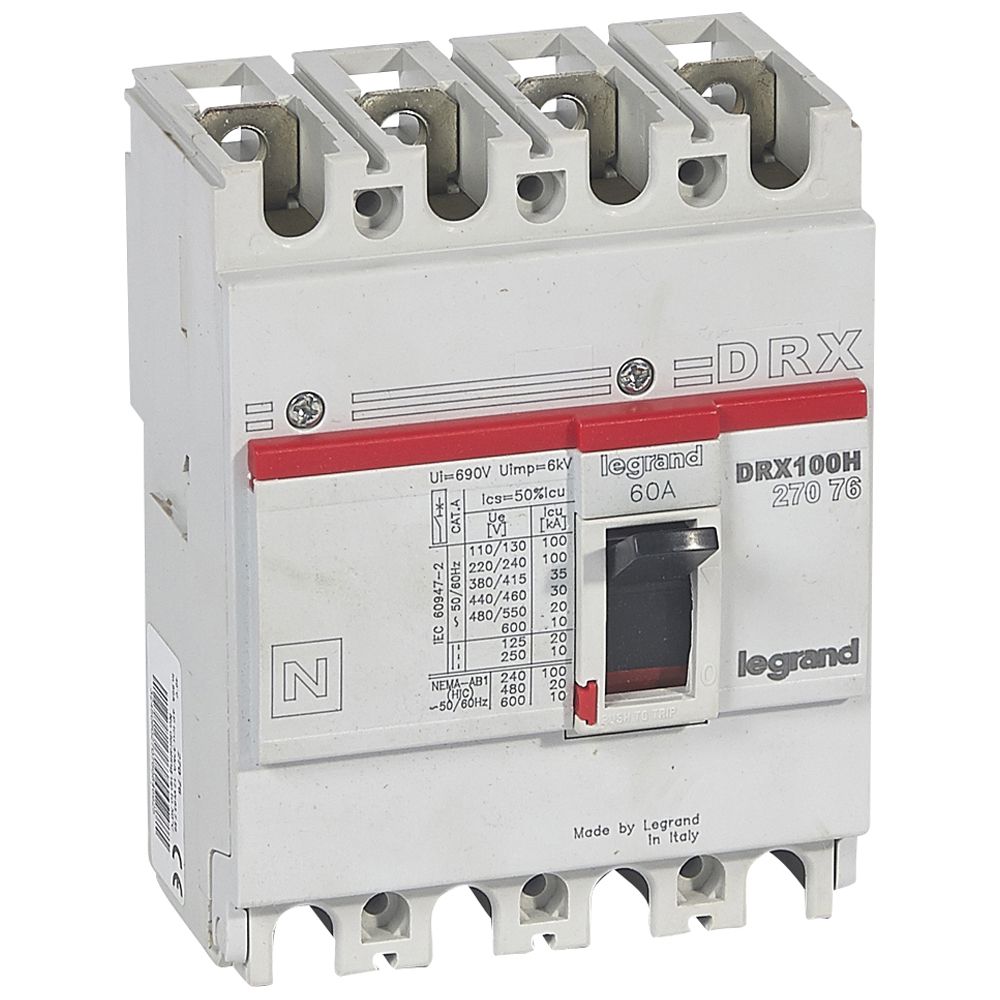 Interruptor caja moldeada 4x60A 36kA DRX TM36KA Legrand — Legrand