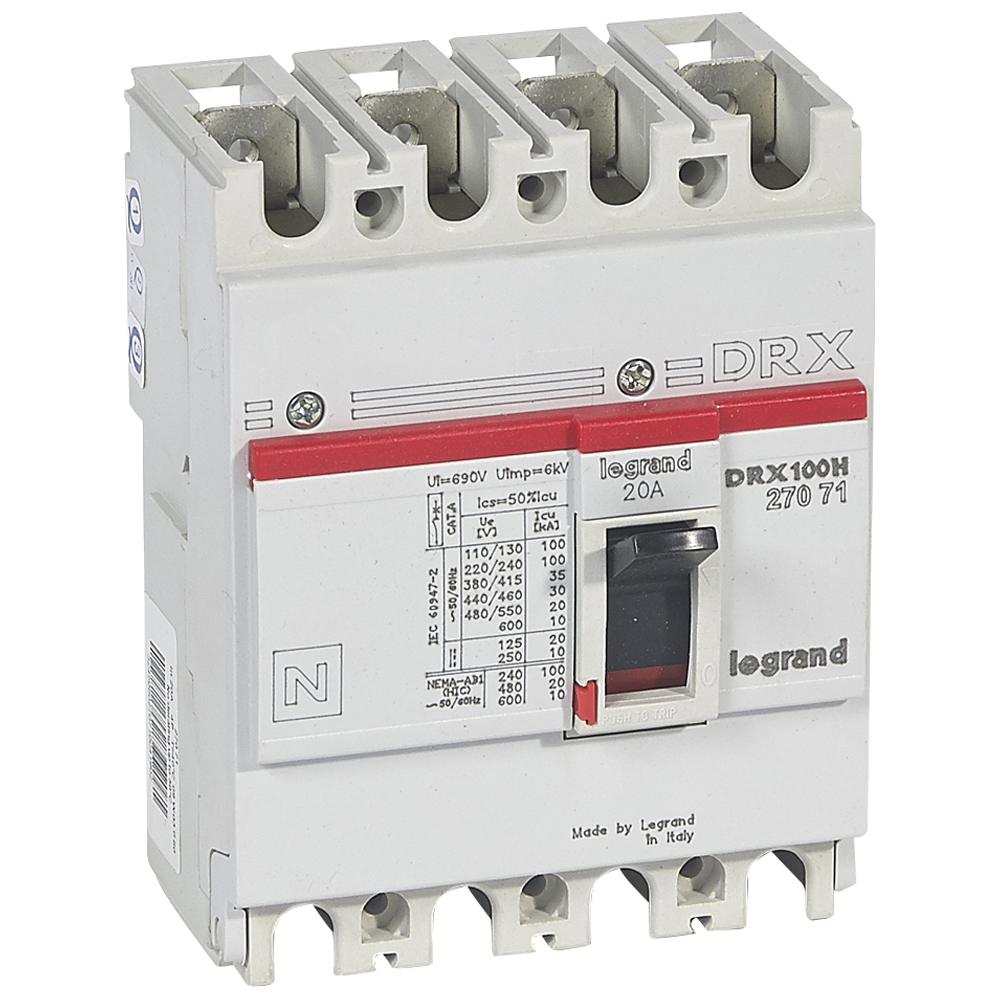 Interruptor caja moldeada 4x20A 36kA DRX 27071 Legrand — Legrand