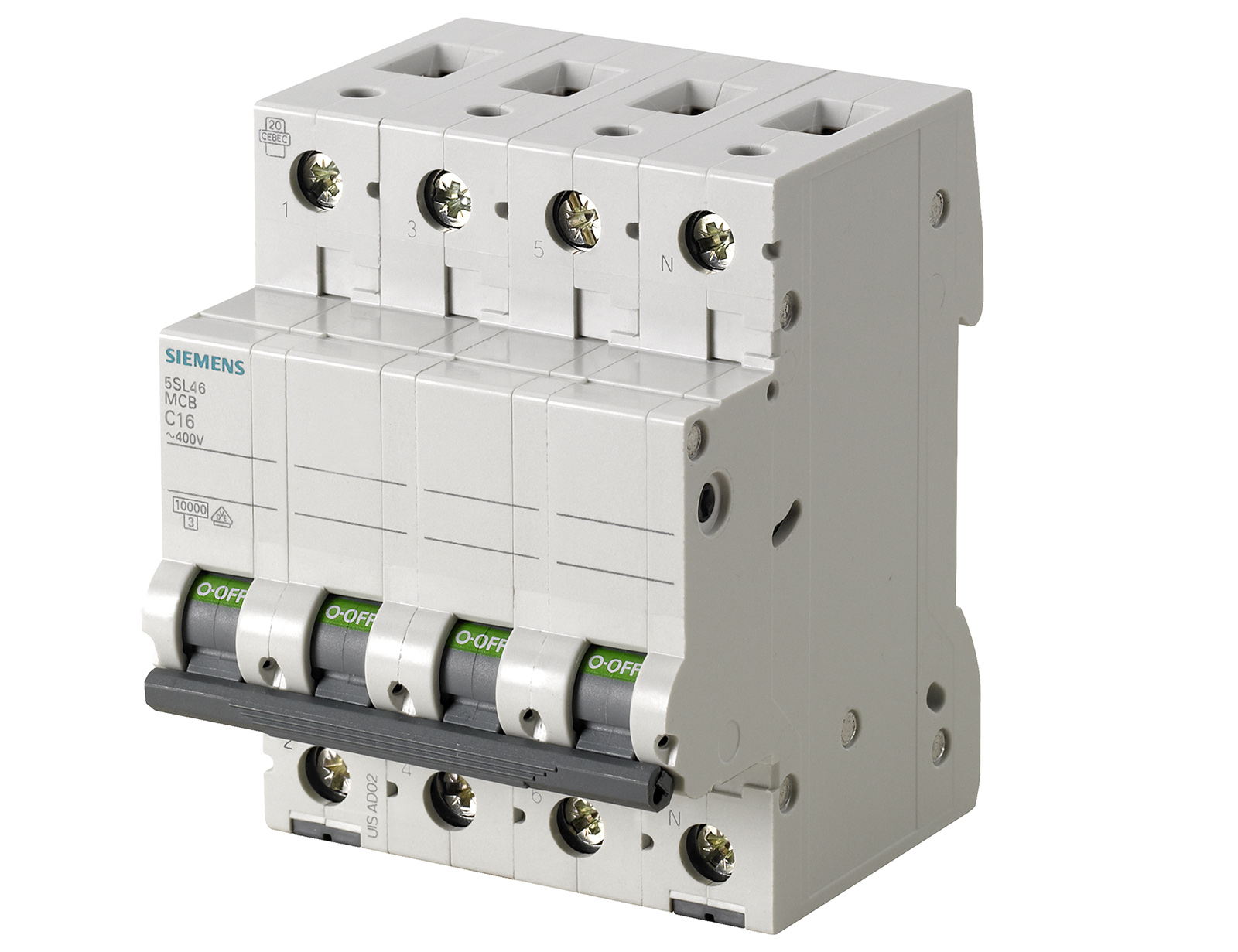 Interruptor automático 3x6A 10kA curva C 5SL4606-7 Siemens — Siemens
