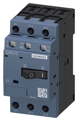 Transformador DE TENSION INTERRUPTOR DE PROTEC S00 2,5 A DISPARADOR DE CORTOCIRCUITO 10,5 A 3RV1611-1CG14 Siemens — Siemens