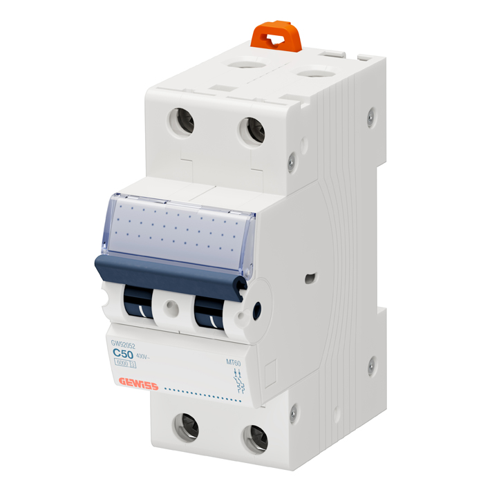 Interruptor automático 2x50A 10kA curva C GW92052 Gewiss — Gewiss