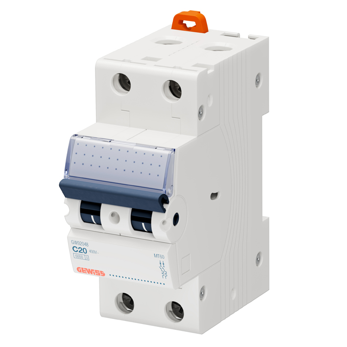 Interruptor automático 2x20A 10kA curva C GW92048 Gewiss — Gewiss