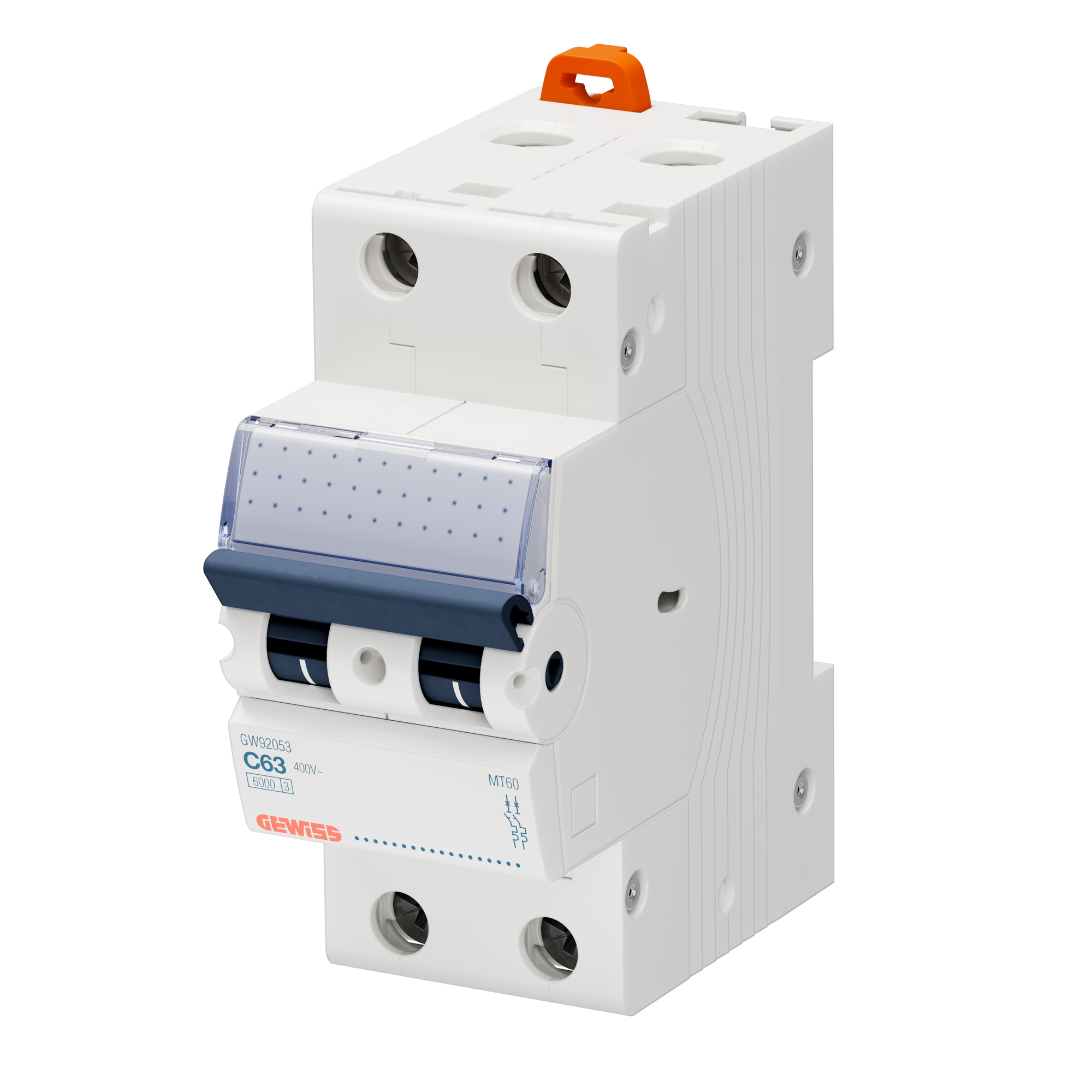 Interruptor automático 2x63A 10kA curva C GW92053 Gewiss — Gewiss