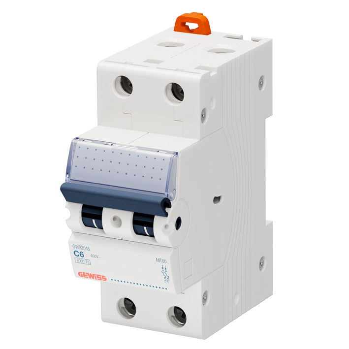 Interruptor automático 2x6A 10kA curva C GW92045 Gewiss — Gewiss