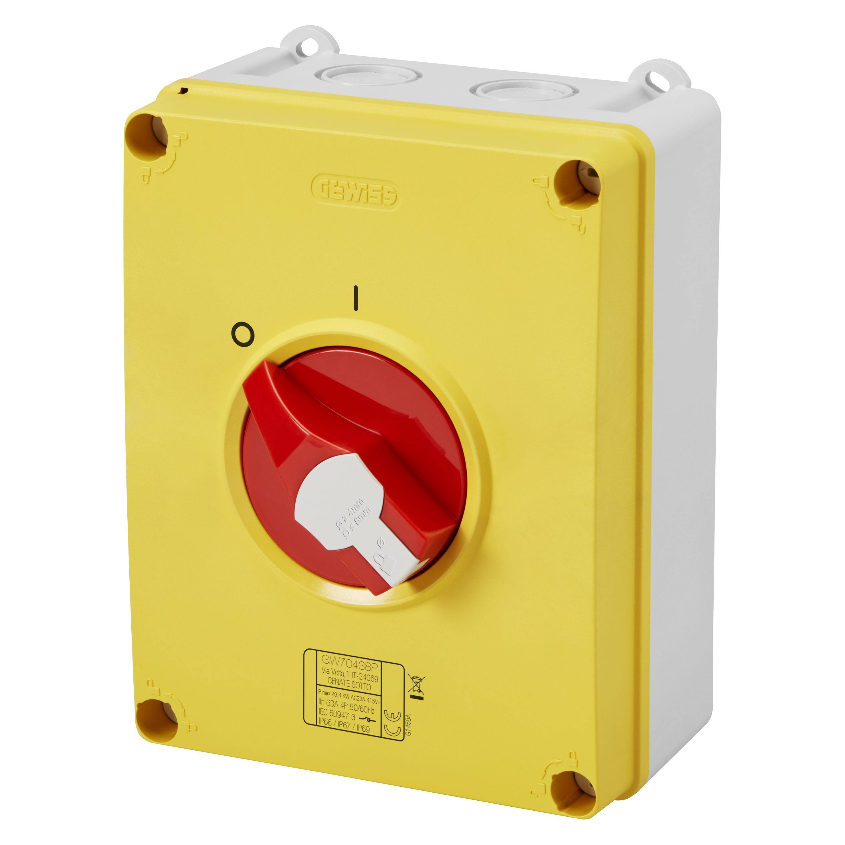 Interruptor ROTATORIO S/P 3P 80A IP66/67/69 M/ROJA GW GW70489P Gewiss — Gewiss