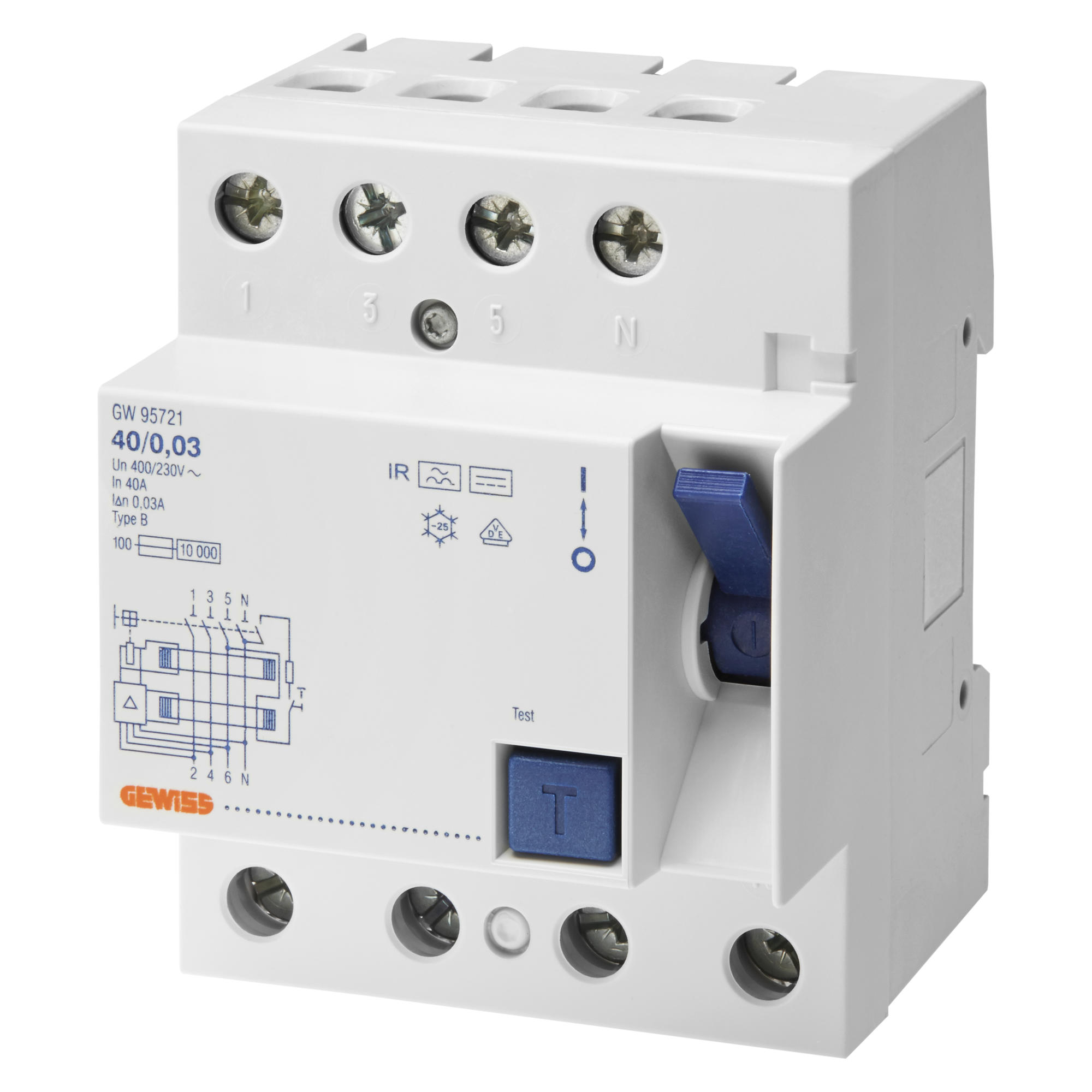 Interruptor Diferencial 4x25A Clase B Inmunizado GW95718 — Gewiss — Gewiss