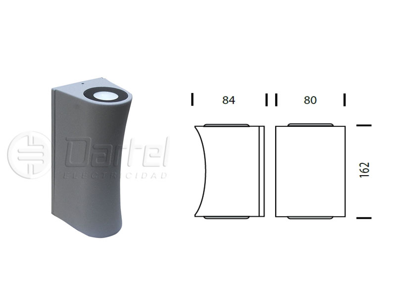 Aplique LED 2x3W 3K Luz Asc 84x162mm Gr 209004025 — Darlux — Darlux