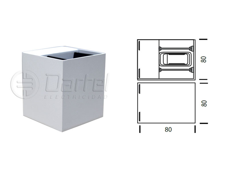 Aplique LED Cuad 6W 3K Luz Asc 80mm Bl 209004625 — Darlux — Darlux