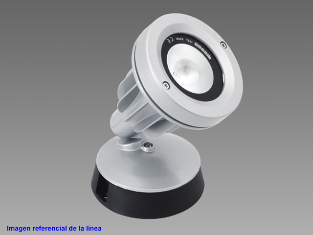 Foco Ext LED 14W 1600lm 3K IP65 Sobrep Circular Plata 431828-00 — Disano — Disano