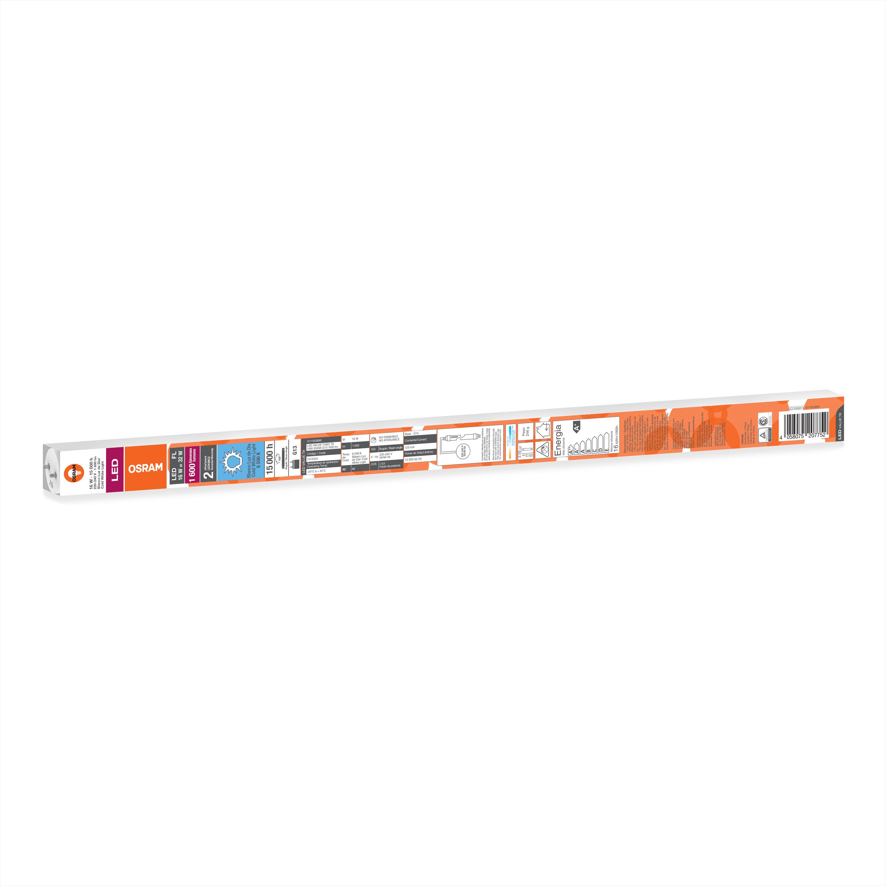Tubo LED T8 16W 6.5K G13 1600lm G3 Value 7015344 — Osram — Osram