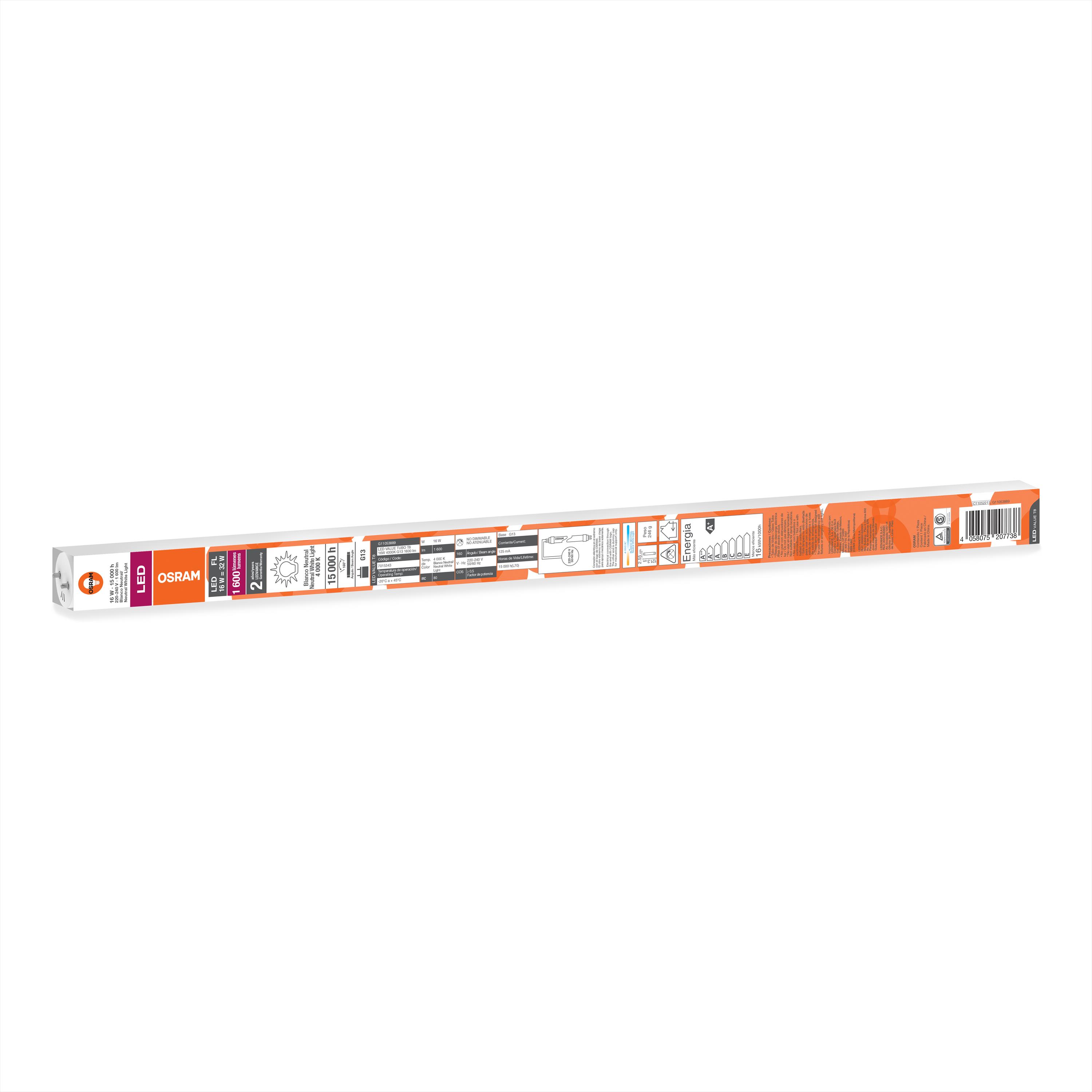 Tubo LED T8 16W 4K G13 1600lm G3 Value 7015343 — Osram — Osram