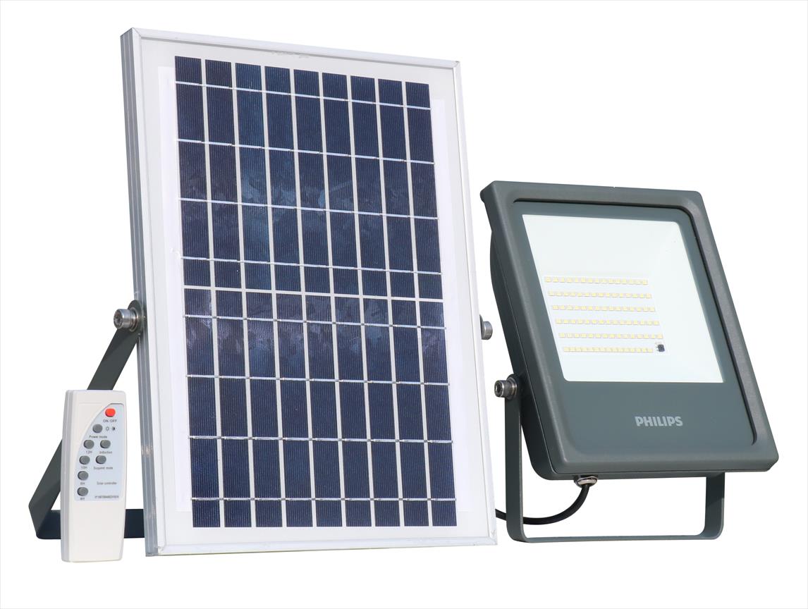 Proyector LED Solar BVP080 10W 1000lm IP66 5700K con Panel Solar y Control Remoto 911401859681 — Philips — Philips