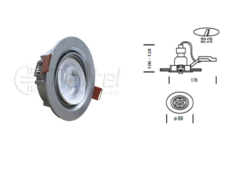 Foco Embutido LED Orientable 6W 3000K Plata 1278621125 — Darlux — Darlux