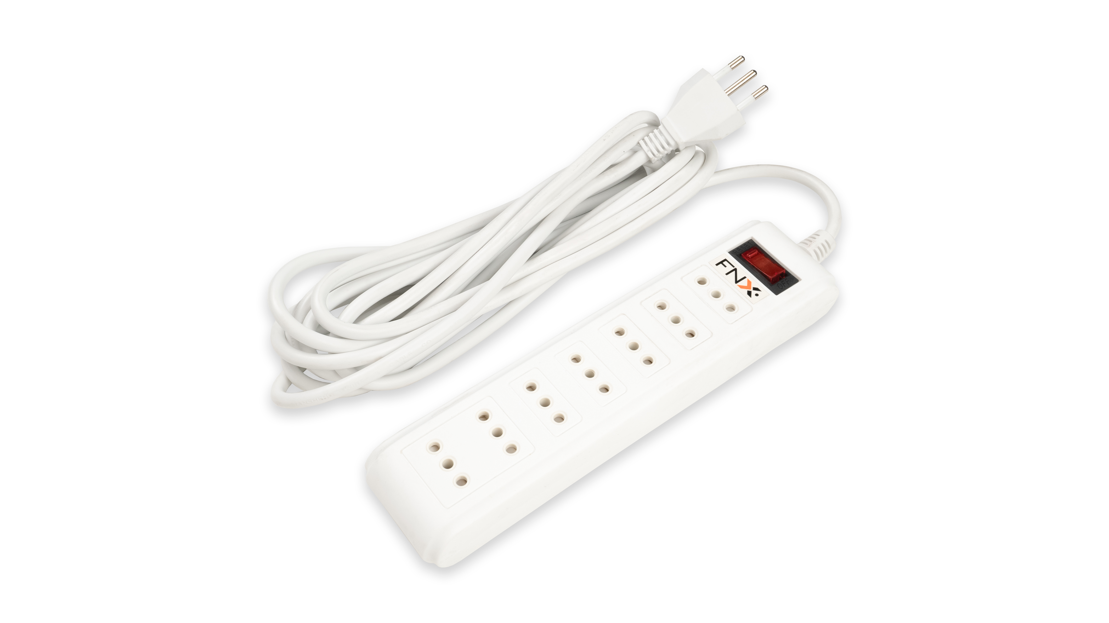 Alargador Electrico con Switch 5 Metros 7P Blanco ALM7004-5M-B — FNX — FNX