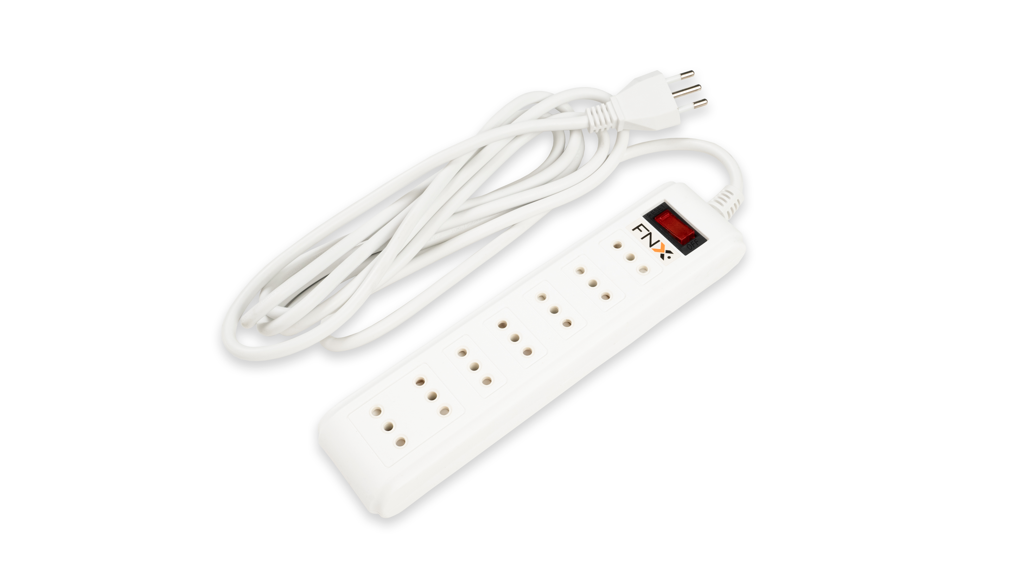 Alargador Electrico con Switch 3 Metros 7P Blanco ALM7004-3M-B — FNX — FNX