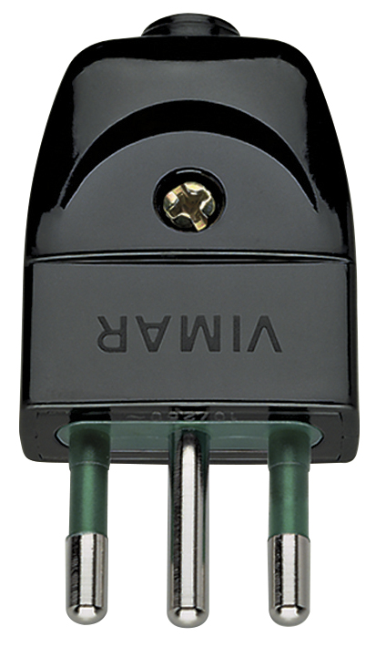 Enchufe Macho Volante 2P+T 10A S11 Axial Negro 201 — Vimar — Vimar