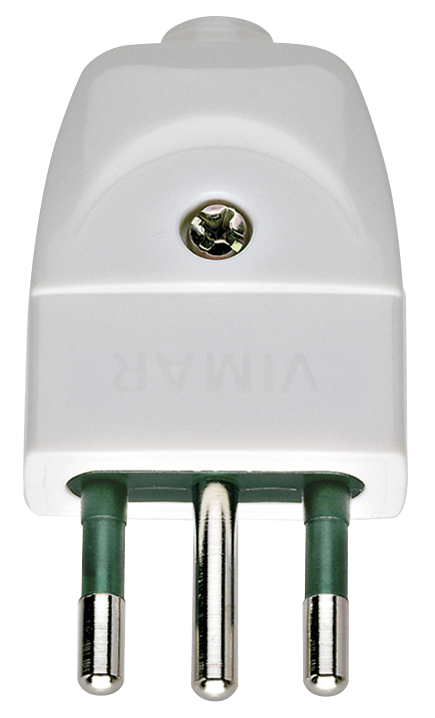 Enchufe Macho Volante 2P+T 10A S11 Axial Blanco 00201.B — Vimar — Vimar