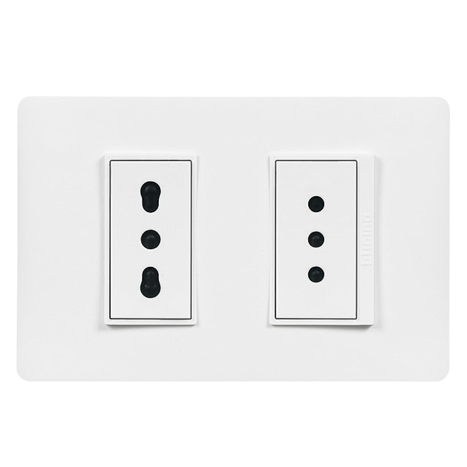 Enchufe Doble 10A 2P+T + 10/16P 2P+T Placa Armada Blanca PU1293 — BTicino — Bticino