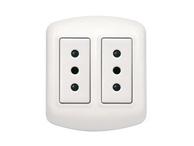Enchufe Hembra Doble Modus Plus Sobrepuesta Casquete Color Blanco CAL1208BN — BTicino — Bticino