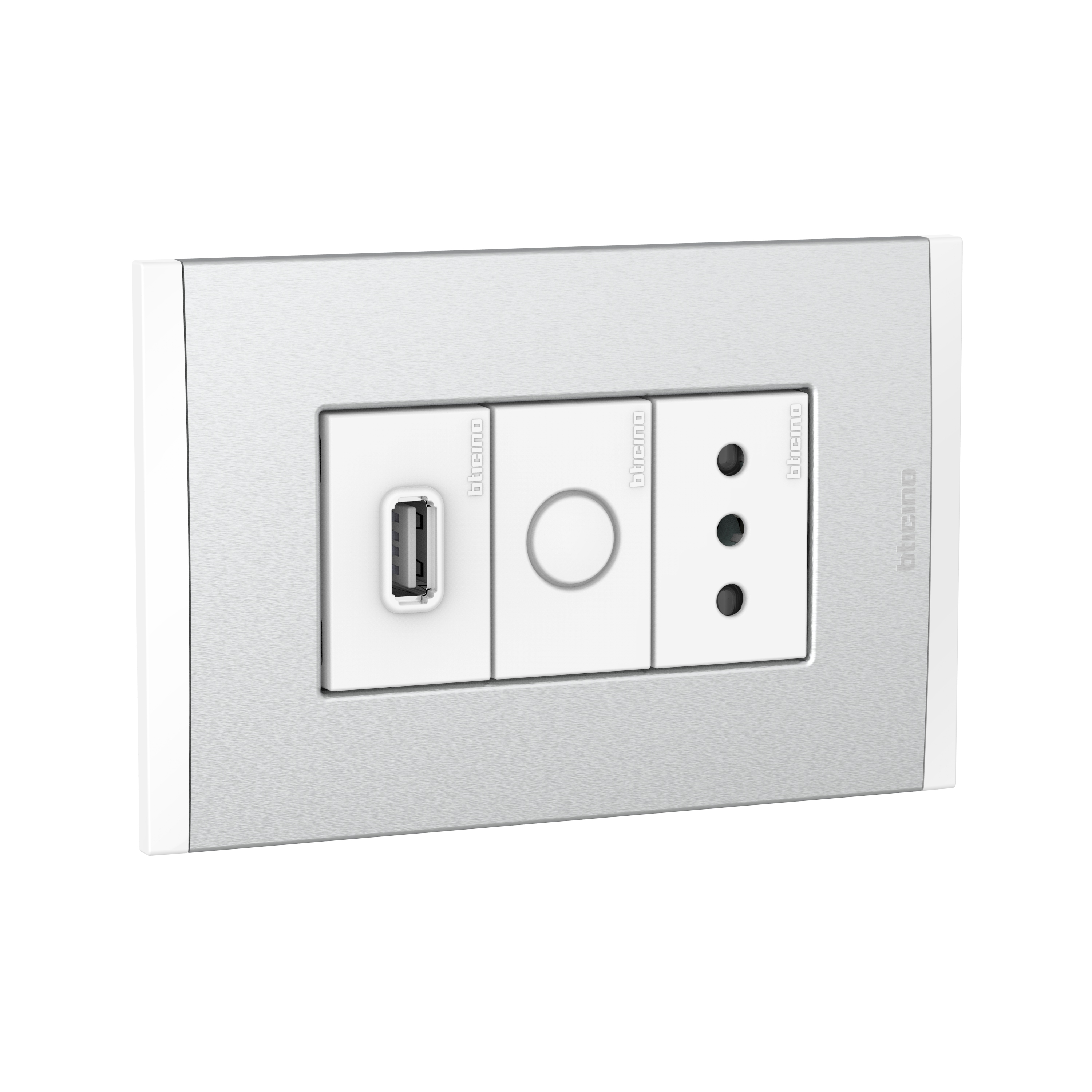 Cargador USB a+ Toma 10A +F Polo Blanco AF2270USBEBMN — BTicino — Bticino